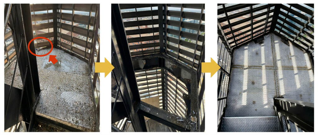 劣化して穴が空いた踏板交換（1枚から対応可）